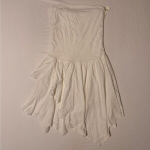 Aerie Asymmetrical White Strapless Skirt